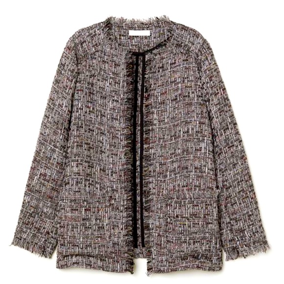 NWOT H&M Frayed Hem Shimmery Jacket Size M - Picture 1 of 8
